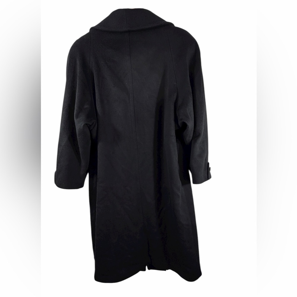 Ashley Scott Black 100% Wool Long Coat Gold Buttons Made in USA XL vintage - Picture 2 of 13